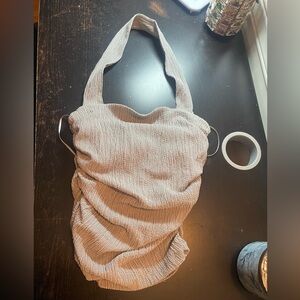 ZARA Textured Halter Neck Top – Pearl Gray